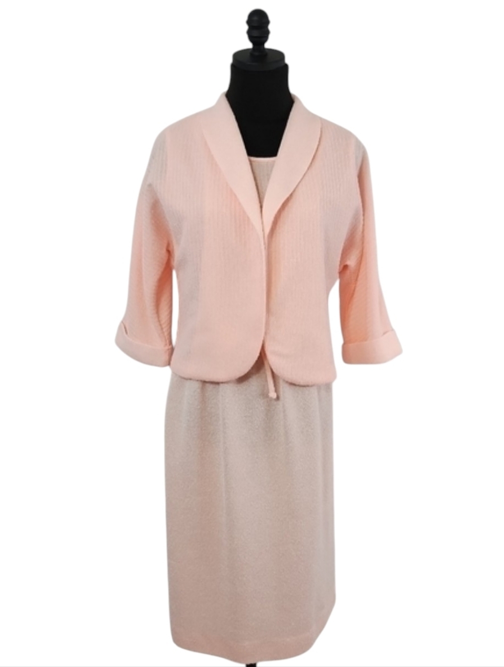 Vintage 80s Sunshine Alley Women's Pink Dress Bolero Combo Set size 12 Heirloom